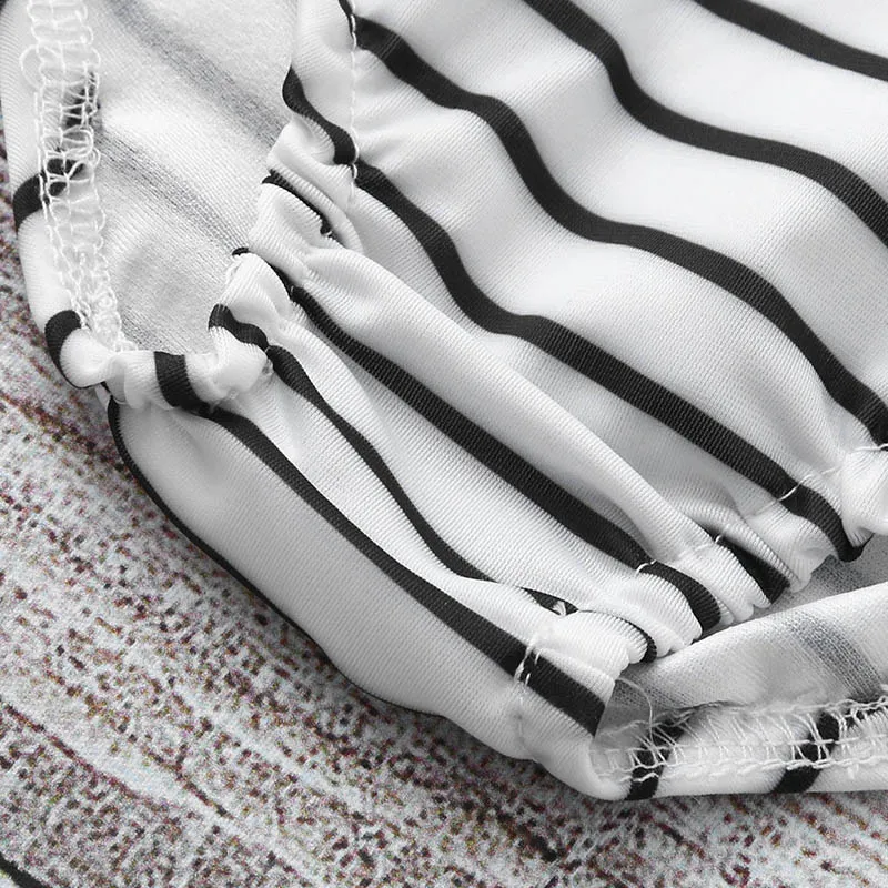 Летний купальный костюм для маленьких девочек топы в полоску с бантом