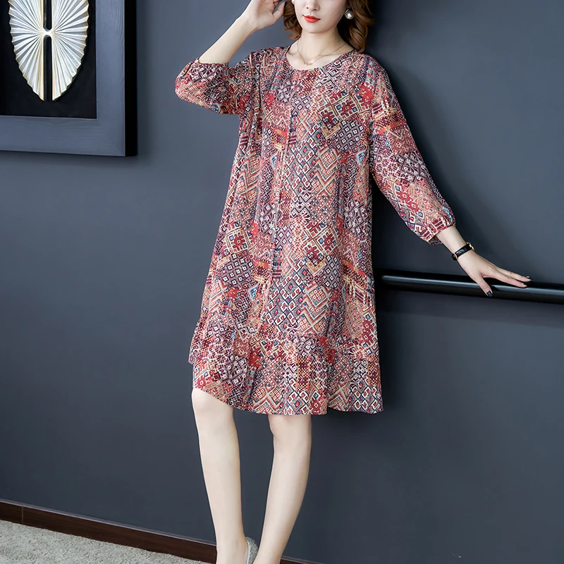 Шелковое богемное повседневное Летнее цветочное женское платье Новое