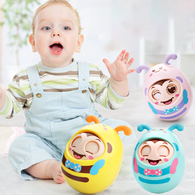 

New Baby Rattle Mobile Doll Bell Blink Eyes Tumbler Silicon Teether Toy Fun for Newborns Gift Baby 0-12 Months Toys Cute Toys