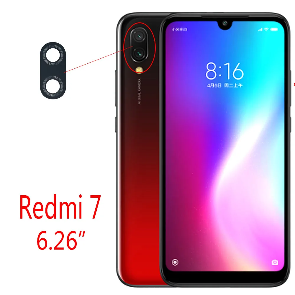 Стеклянный объектив задней камеры для Xiaomi Redmi 5 6 6A plus pro/S2/Y2 /Note 4 6/Mi A1 A2 lite 8 SE/Mi mix 2S/Mi
