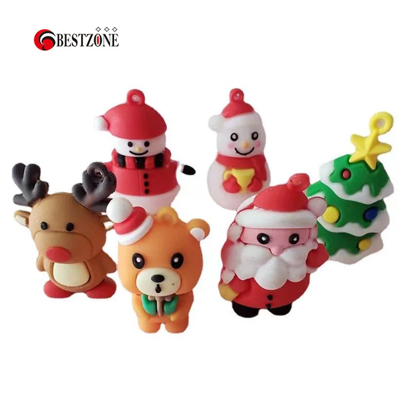 

50Pcs Christmas Pendant X'mas Deco Hanger Different Plastic Figure Toys Dolls Cartoon Model Elk Snow For Key Chain Capsules Ball