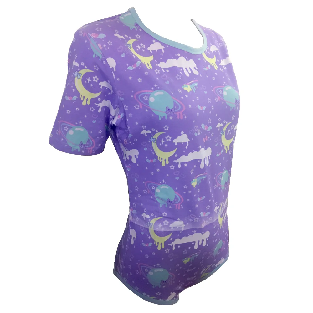 TEN@ NIGHT ABDL взрослые детские комбинезоны милые радужные принты с короткими рукавами большой размер Onesie с застежкой в промежности DDLG Romper