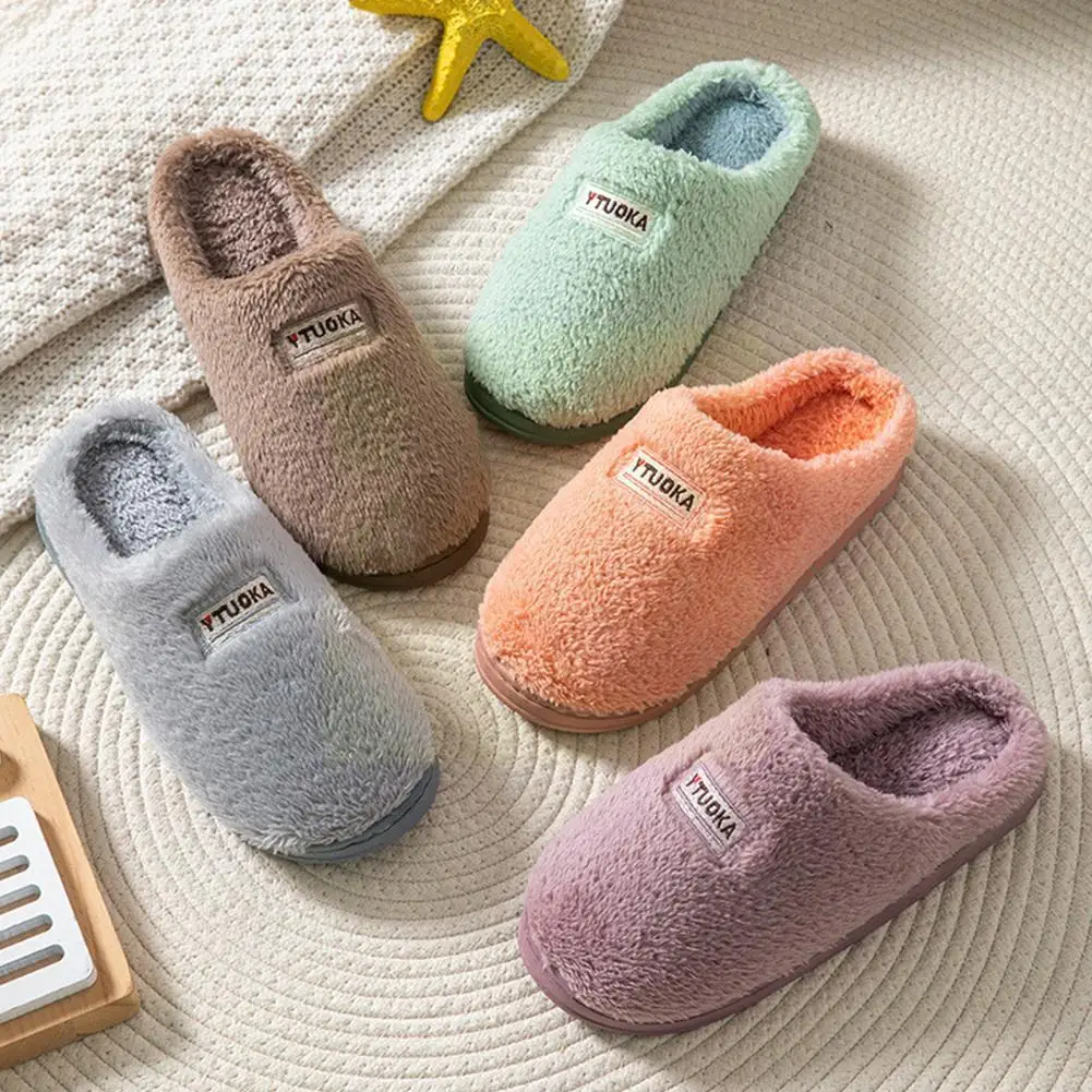 

Autumn Winter Fashion Women Men Slippers Color Non-slip Thick Slippers Slide Shoes Home Couples Indoor Comfortable Sh Q2C5