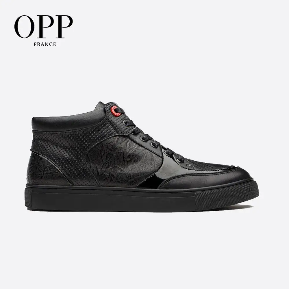OPP Men's Shoes Fretwork Lace-up Men boots Genuine Leather Metal Toe Ankle Boots for men High Top | Обувь