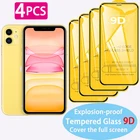 4 шт. 9D полное покрытие защитное стекло для iPhone 11 защита экрана взрывозащищенный