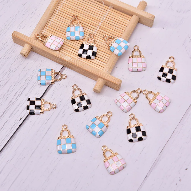 10 шт./лот Женская эмалированная сумка подвеска из сплава сделай сам Ювелирная