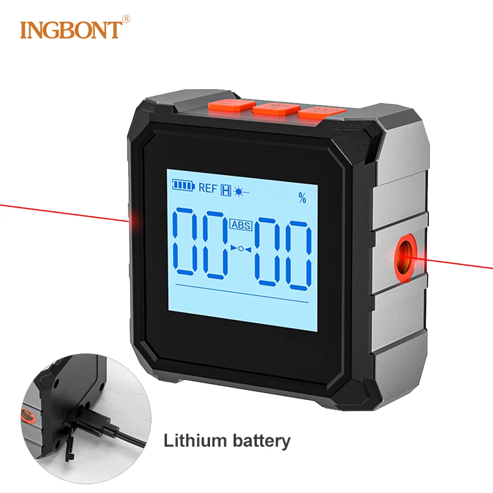 

INGBONT Professional Digital Protractor Laser Inclinometer High Precision Goniometer USB Chargable Inclinometer Magnetic Base