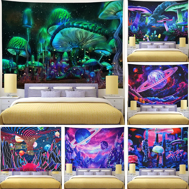 

Psychedelic Mushroom Tapestry Fantasy Plant Wall Tapestry Galaxy Space Tapestry Starry Sky Tapestry Wall Mount Tapestry