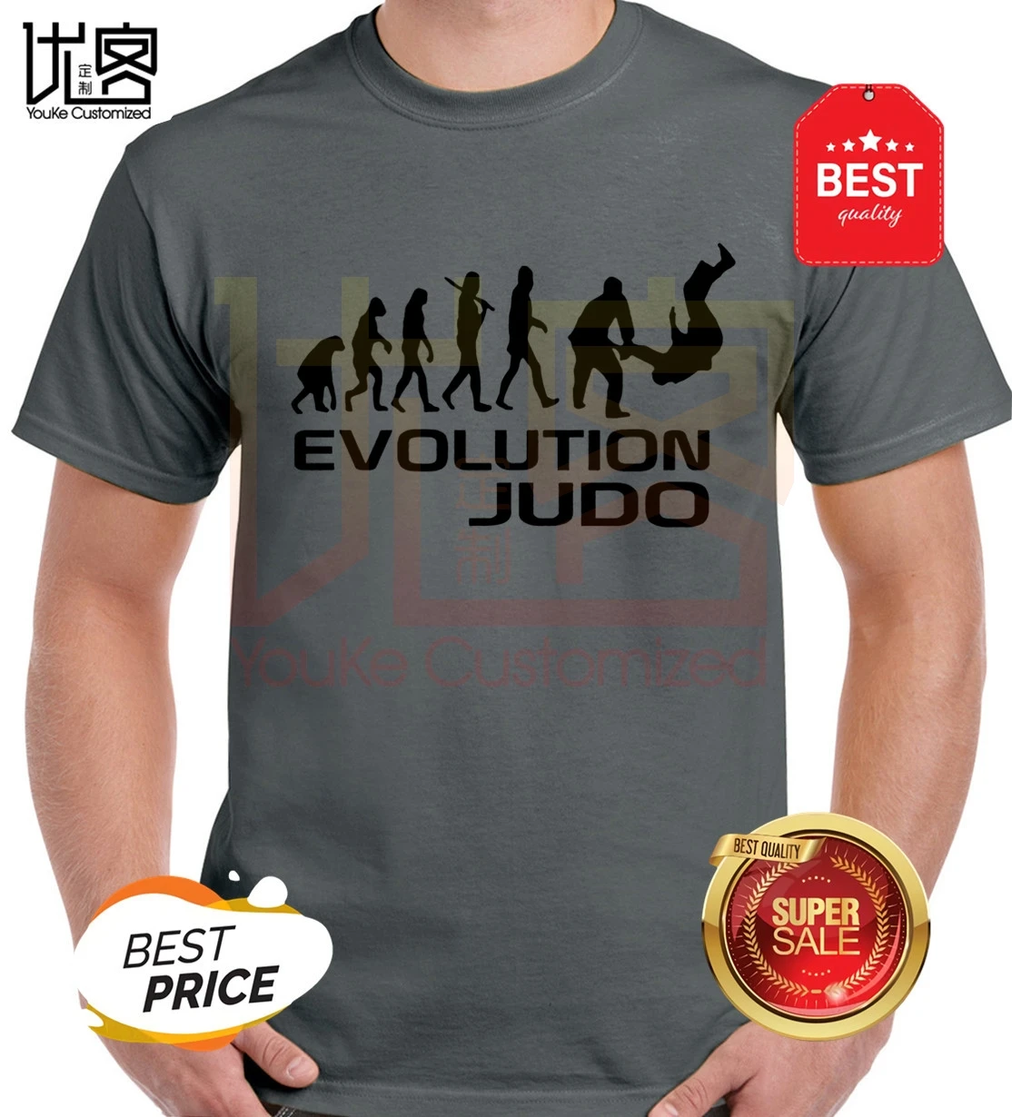 Эволюция дзюдо забавная взрослая Футболка мужская летняя 100% хлопковая команда
