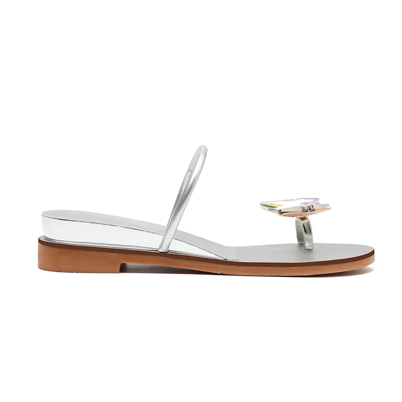 

Colorful Butterfly Rhinestone Wedge Sandals and Slippers Leather Flip-Flops with Thick Bottom Beach Sandals and Slippers