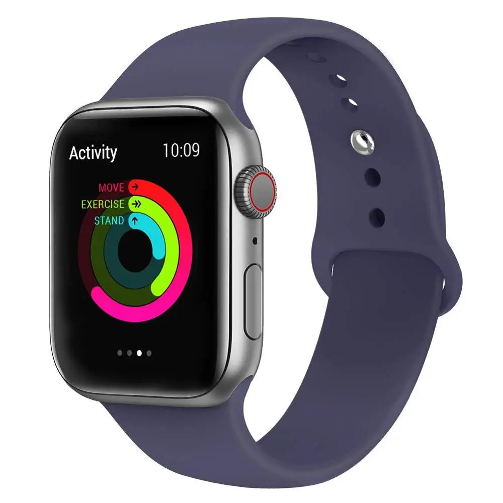 midnight blue Силиконовый ремешок для наручных часов Apple Watch, 42 мм, 38 мм, Версия 44 мм 40 мм резиновый браслет Ремешки черный ремешок наручных часов Iwatch серии 5/4/3/2/1 браслет - Цвет ремешка: midnight blue