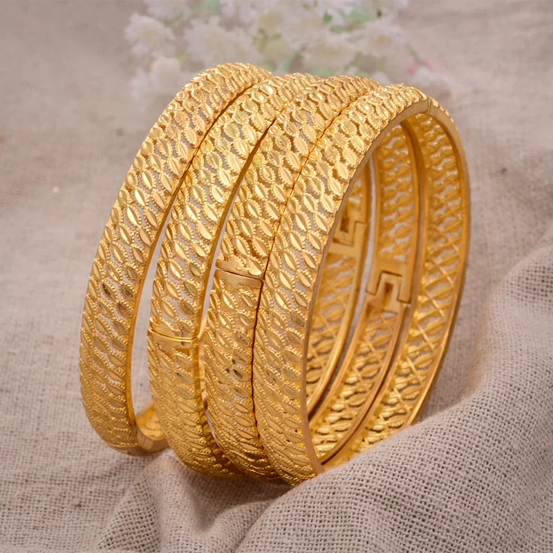 4 шт./лот Дубай золотой цвет для мужчин и женщин браслет медь широкие браслеты