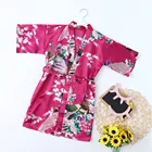 Банный халат TELOTUNY из шелка с цветочным принтом и рукавами для маленьких девочек, тонкий, атласное кимоно; Наряд, ночная рубашка-кардиган, Пижама