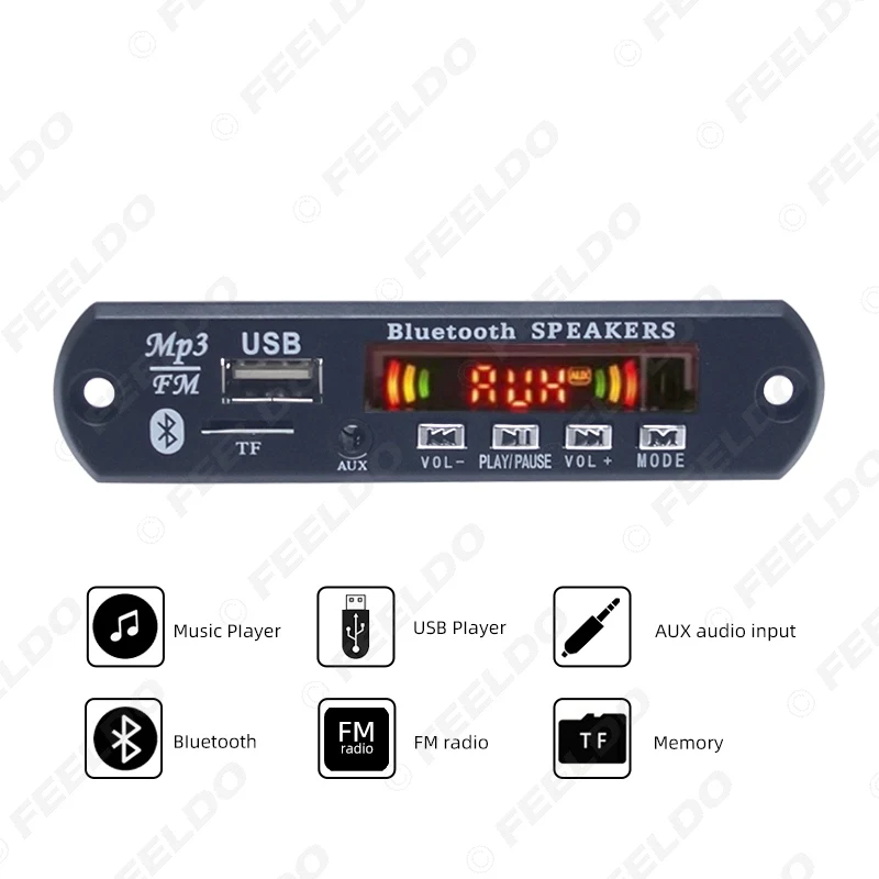 Автомобильный беспроводной Bluetooth MP3 WMA декодер FEELDO 12 В плата аудио модуль USB TF порт