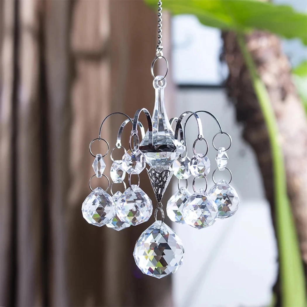 

1pc Crystal Pendant Crystal Rainbow Glass Ball Hanging Pendant Window Home Decor 32.5*7.2cm/12.7*2.8inch