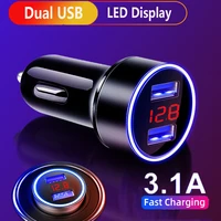 dual usb car charger led display charging adapter for huawei y7p y8p y6p y5p p smart 2021 honor 10x 9x 20 30 lite usb chargers