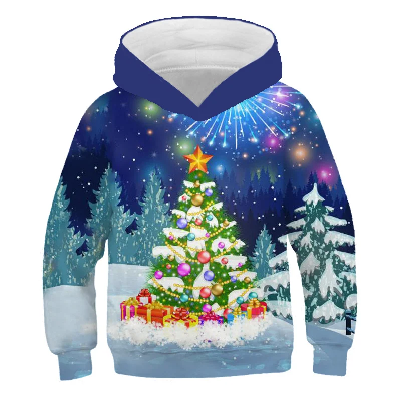 

Children's Christmas Hooded Children's 3D Printed Hooded Sweater Fall Winter Fashion Snowman Hooded Pullover Children's Clothing