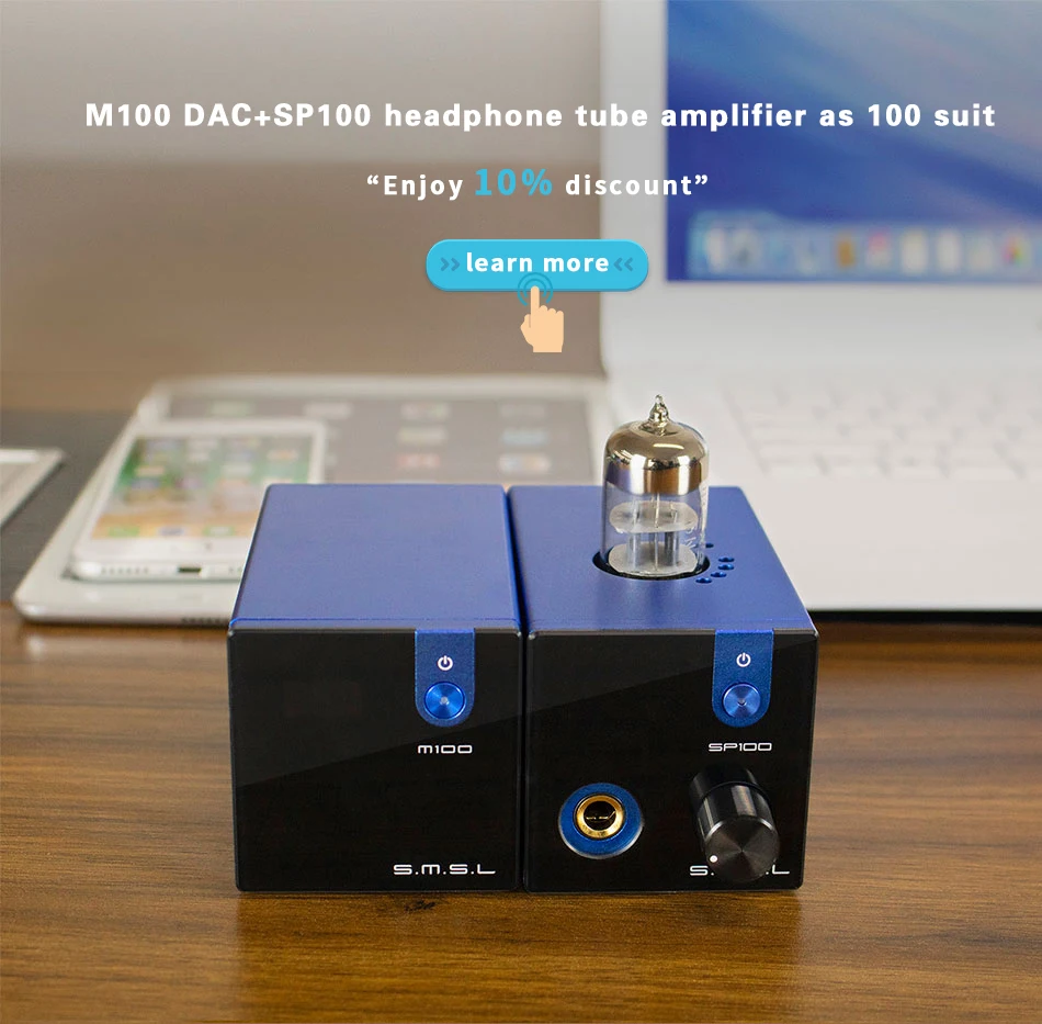 SMSL SP100 ламповый усилитель для наушников 6N3 трубка мощный Hi-End стерео усилитель аудио HiFi выход регулятор громкости