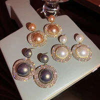 european and american fashion exaggeration full diamond pearl earrings french retro atmosphere earrings earrings female
