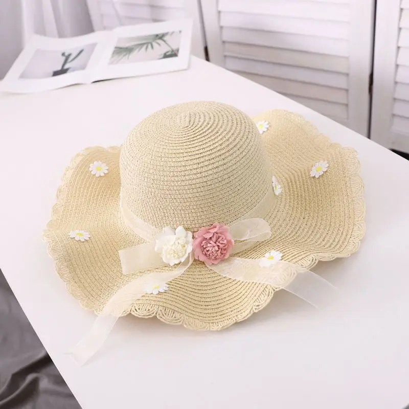 

Fashion Handmade Straw Hat Women Girls Lady Hipster Flower UV Protect Travel Holiday Sunbonnet Summer Beach Sun Protection Hat