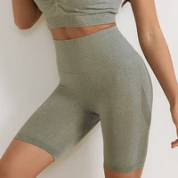 seamless high waist plus size stretch pants running cycling fitness yoga pants womens bright sports shorts yoga push up