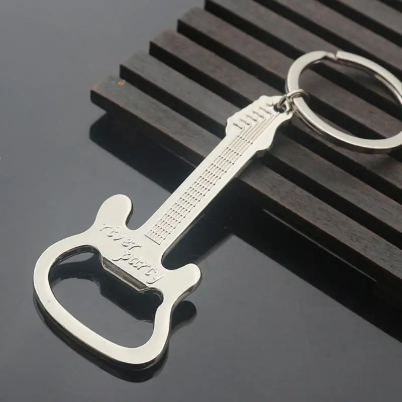 

Mini metal bottle opener new design guitar beer bottle opener keychain musical instrument pendant accessories men's gifts