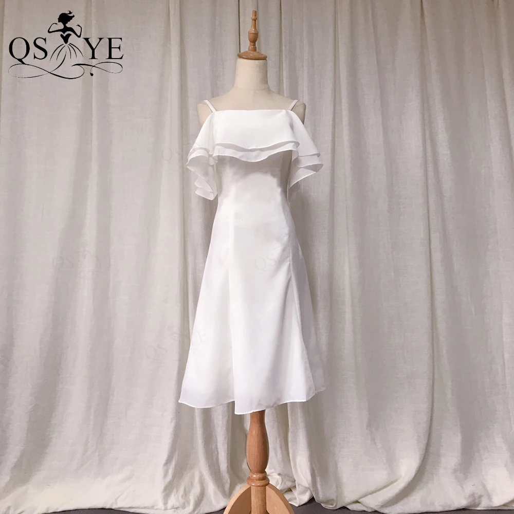 

QSYYE Short Homecoming Dress Chiffon White Short Prom Gown Cheap Spaghetti Straps Girl Lady Party White Gown