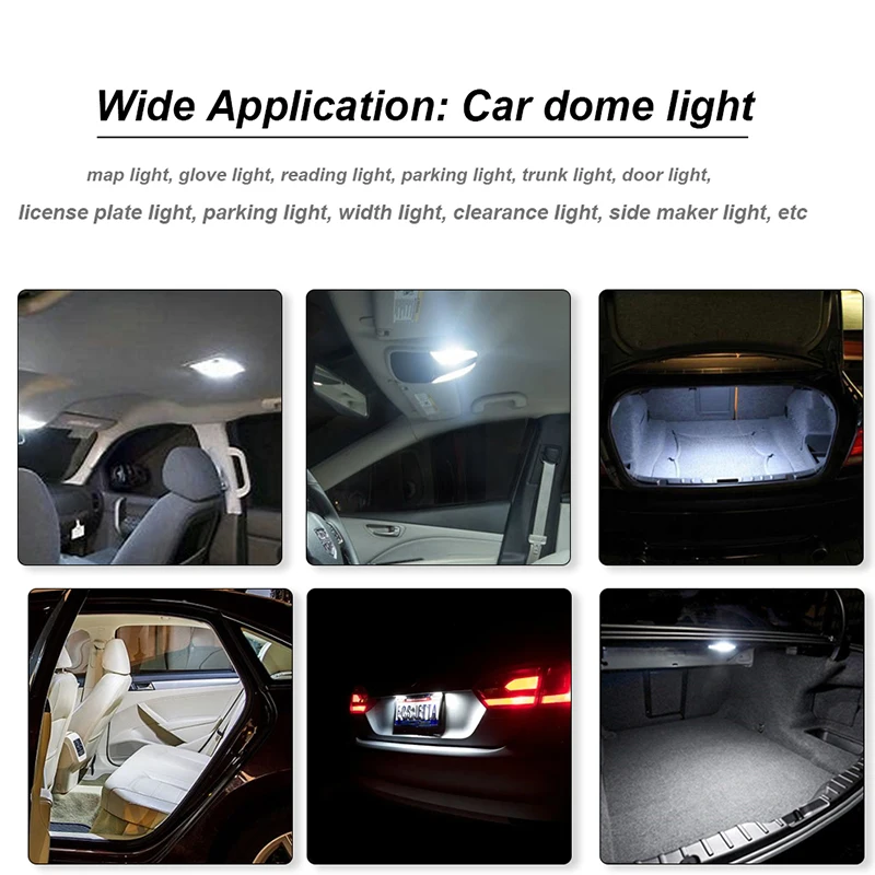 

10x T10 W5W Car LED Canbus Error Free Bulb 6000K Interior Dome Light Trunk Lamp Parking Lights Interior Reading Light