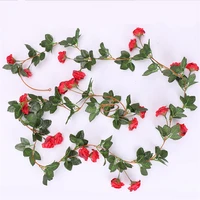 220cm artificial simulation silk rose flower vine rattan green leaf home garden wedding decorative wall hanging