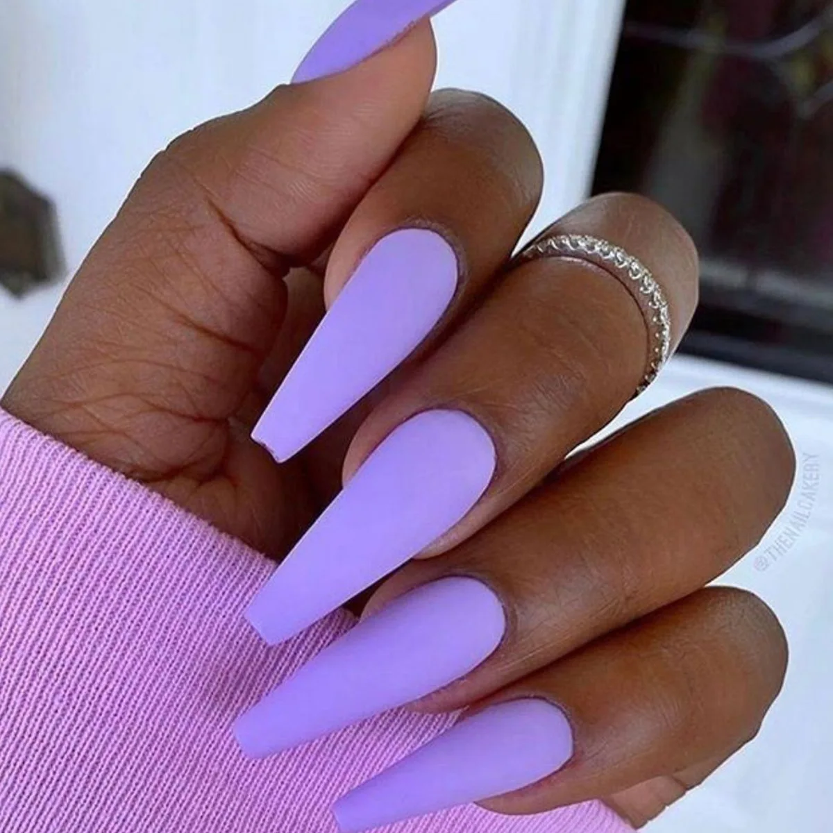 

24Pcs Matte Purple Long Ballerina False Nails Tips Colorful Coffin Full Cover Fake Nails Nail Art Decor Manicure Extension