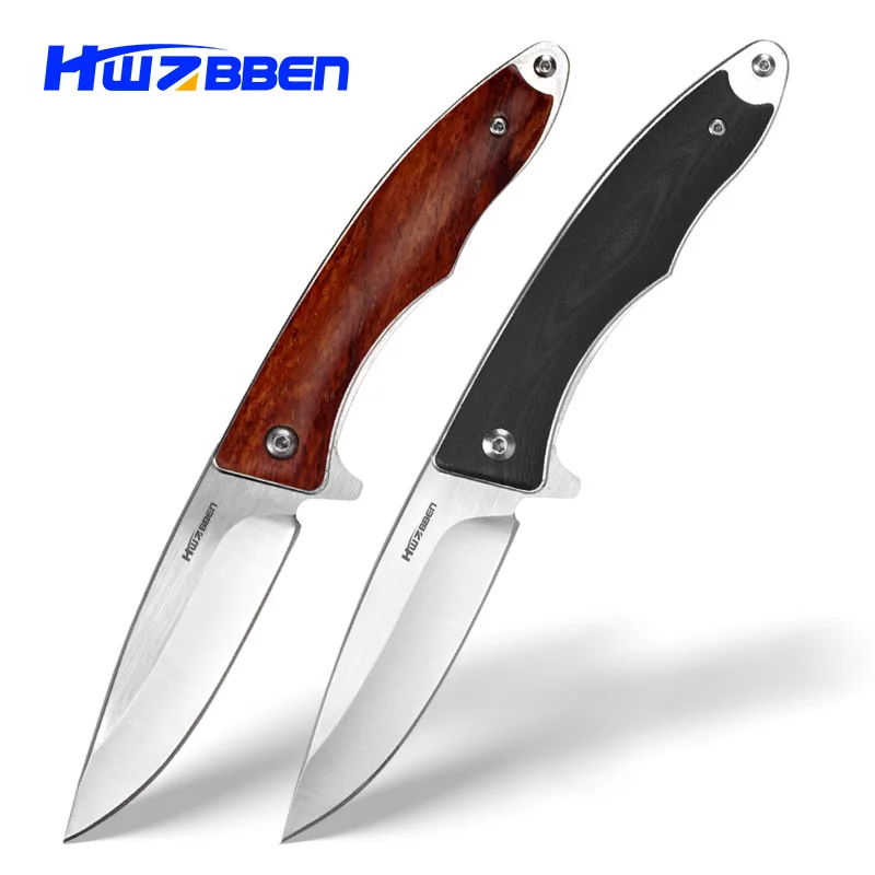 

HWZBBEN Folding Knife 9Cr13mov Steel Blade Mini Pocket Knife sandalwood G10 Handle Outdoor Hiking Survival Knives EDC Hand Tools