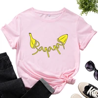 fruit banana graphic tee for women cotton printed t shirts short sleeve crew neck summer tops female clothes gift black gray