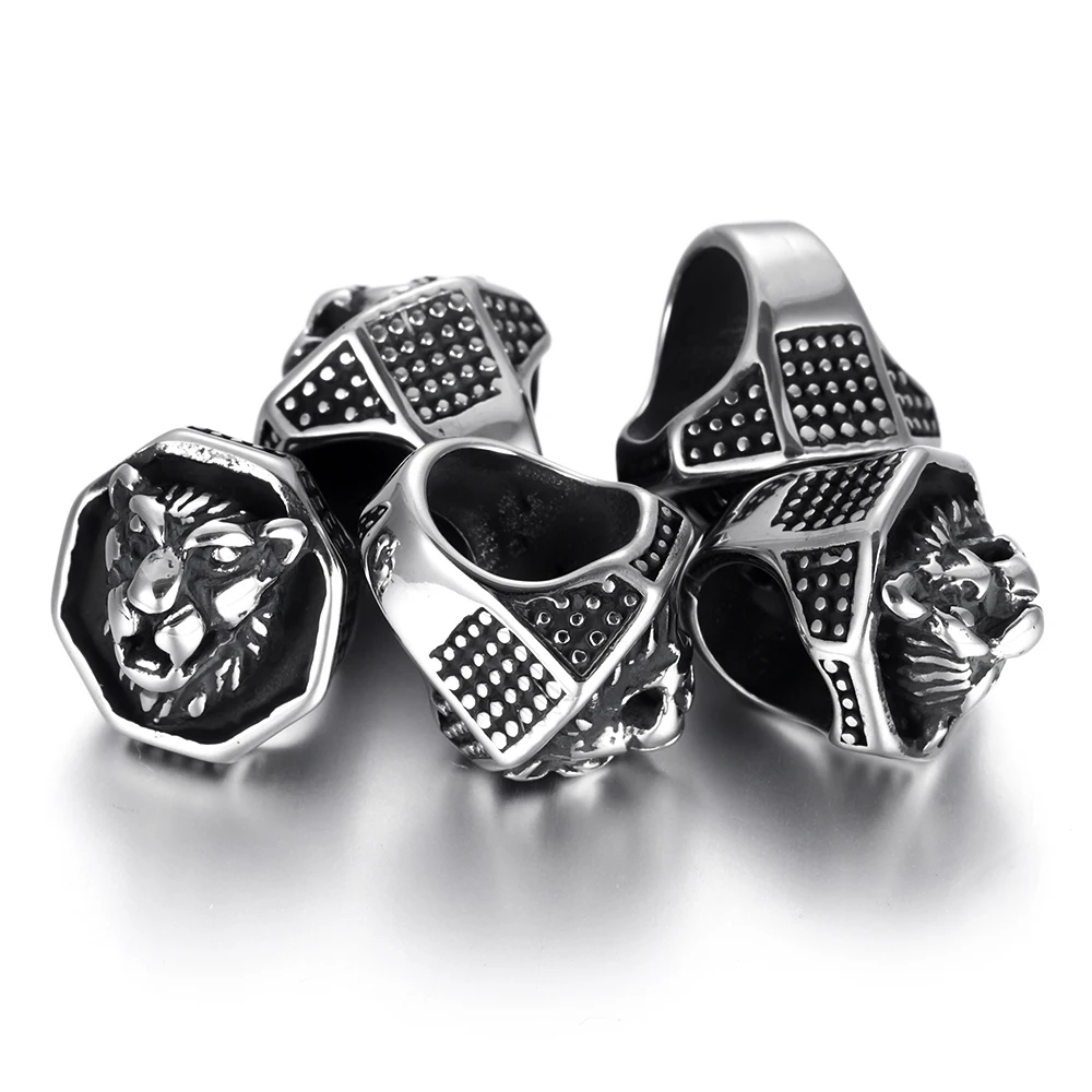 Бусины Из Нержавеющей Стали 8 мм большие отверстия слайдеры в форме кольца льва