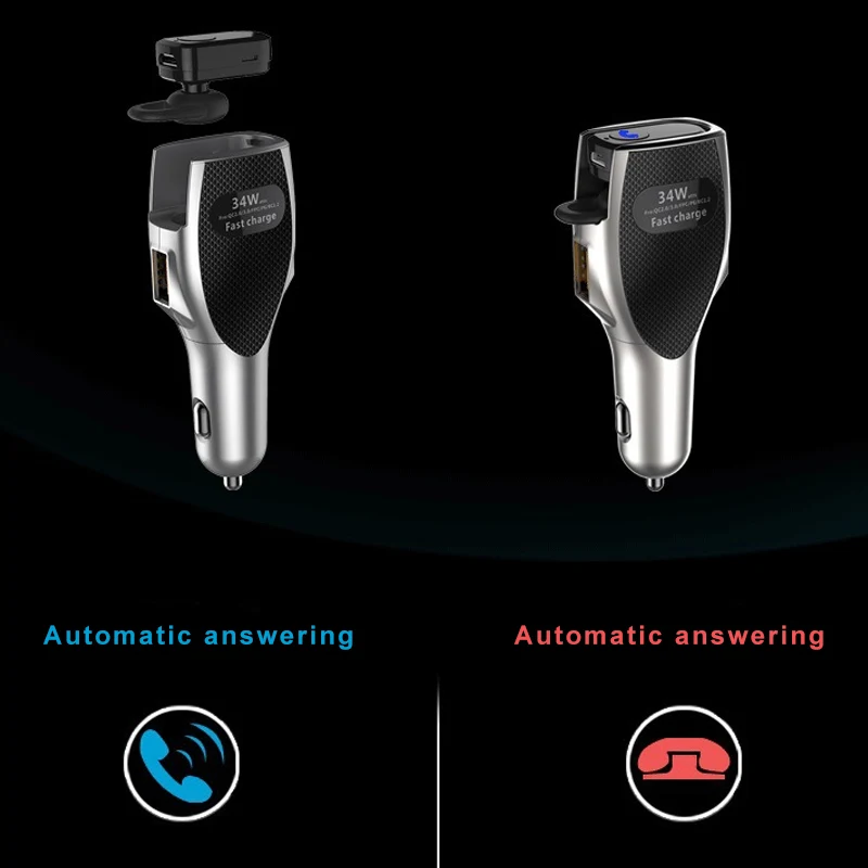 

2 in 1 Car Charger Quick Charge 3.0 Dual USB with Bluetooth 4.0 Wireless Earphone JHP-Best