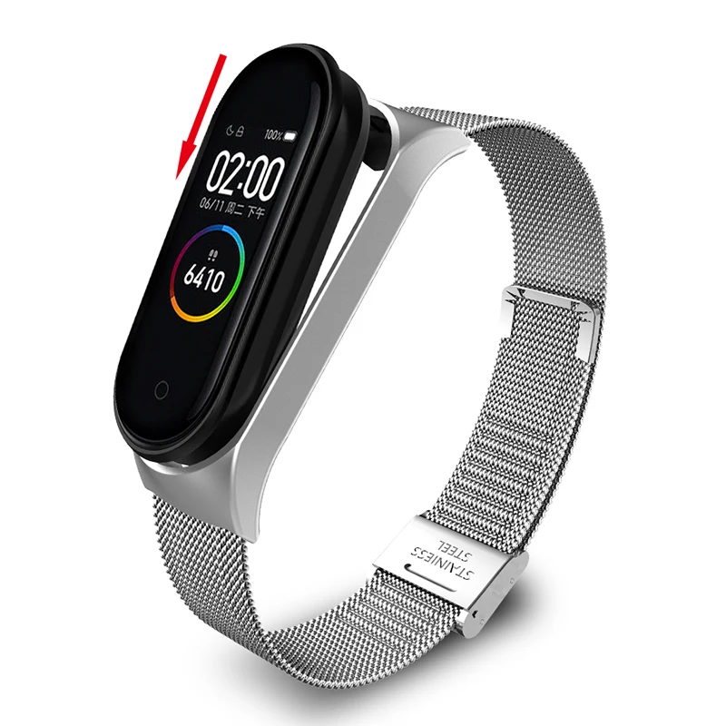 Умный браслет на запястье ремешок для Xiaomi mi 3 4 Band металлический из нержавеющей