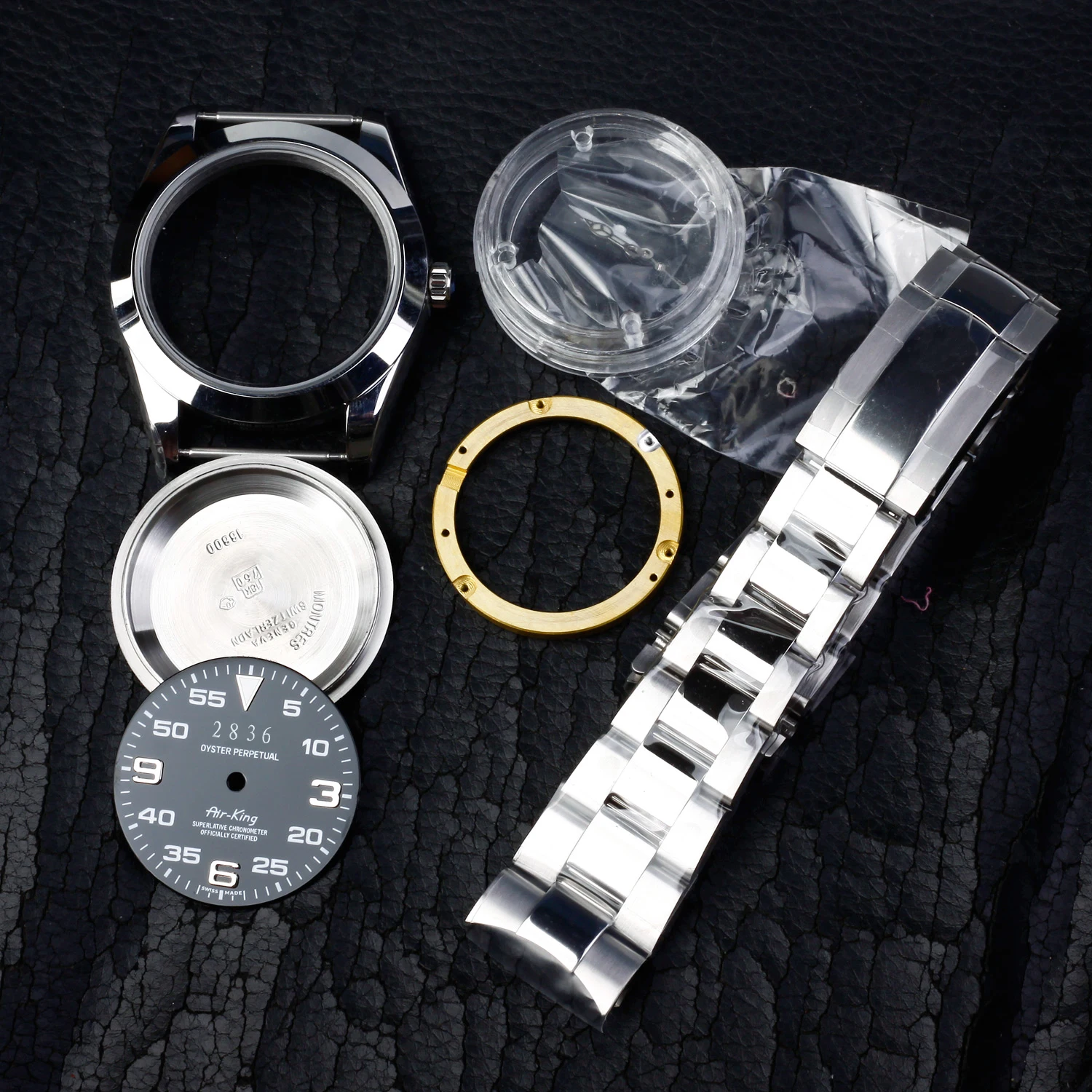 

FIT 2836 MOVEMENT WATCH REPAIR PARTS AIR-KING 39MM CASE SAPHHIRE