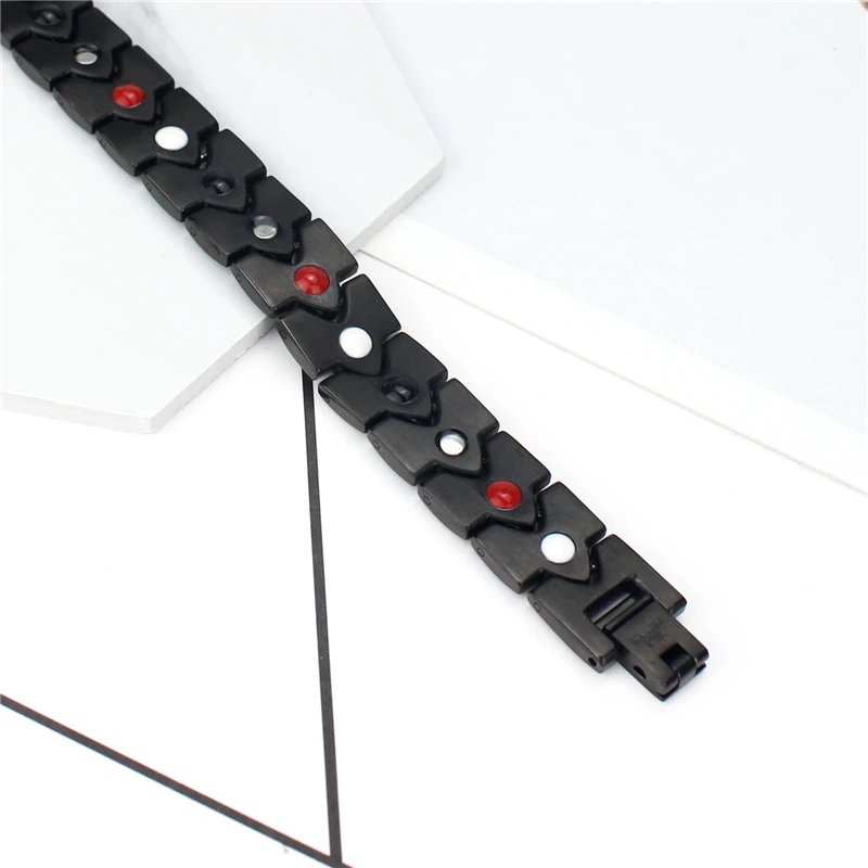 

Adjustable 21cm Stainless Steel Chain Bracelet for Women Wholesale Jewelry Pulseira Feminia Trendy Black Color Heart Bangles Men