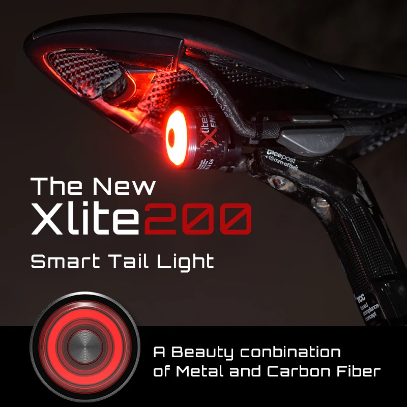 

Enfitnix Xlite200 Smart Tail Light Automatic Brake Rear Light T600 Carbon Fiber Lightweight Ultra Bright Led Warning Night Light