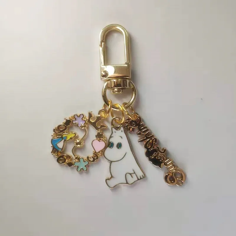 Moomin Mummi брелок Новое поступление модный унисекс Бегемот персонажа плюшевый брелок Романтический мультфильм металлический брелок - Color: Moomin