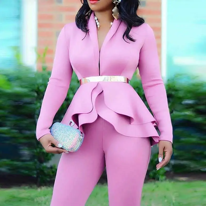 Женские повседневные комплекты с глубоким v-образным вырезом и длинным рукавом