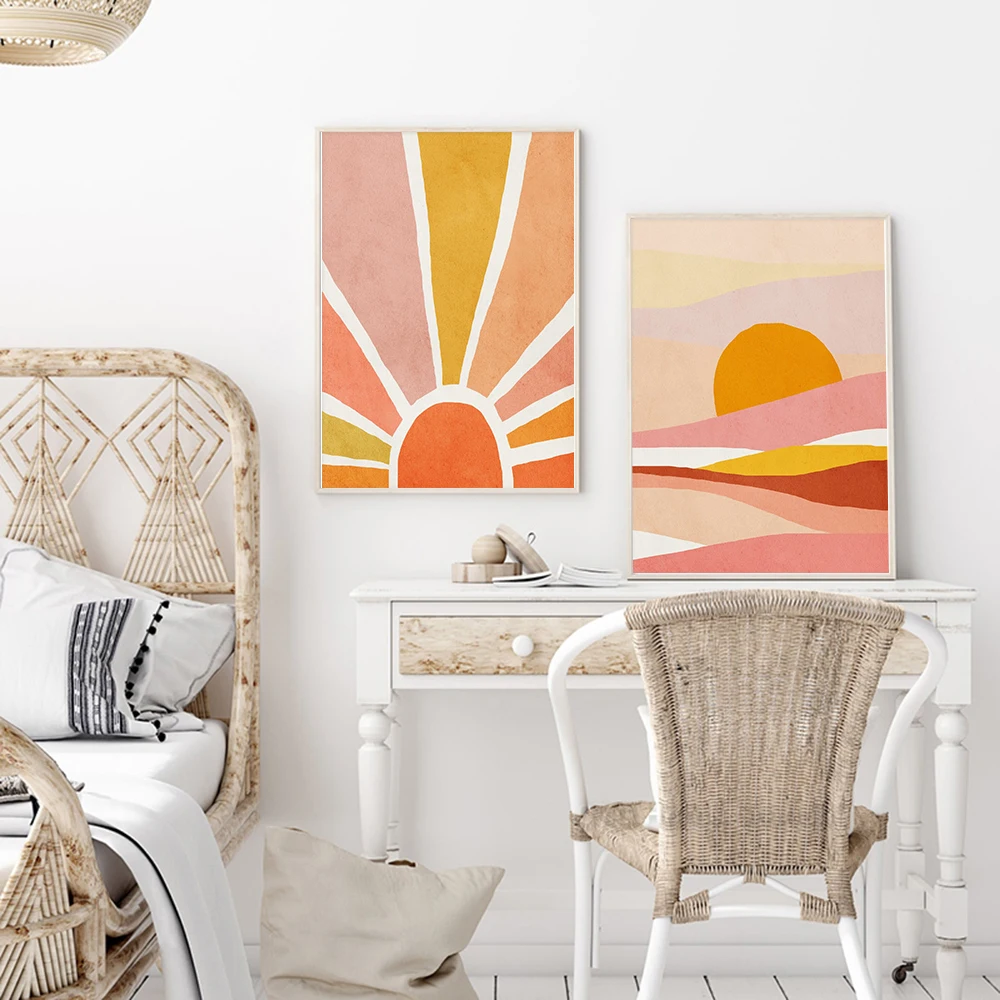 Белый Настенный декор художественные принты абстрактный пейзаж плакат картины