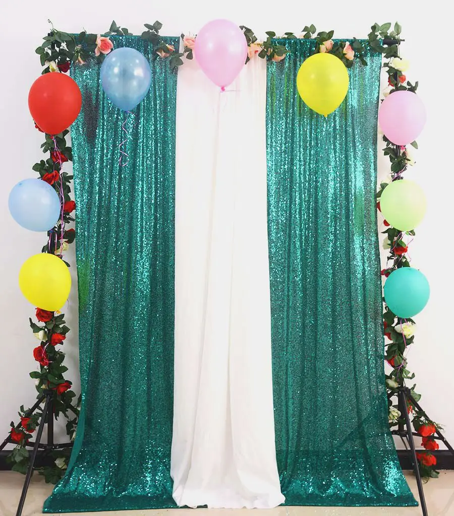2FTx10FT 24x108 дюймов Рождественская занавеска зеленые блестки ткань день рождения