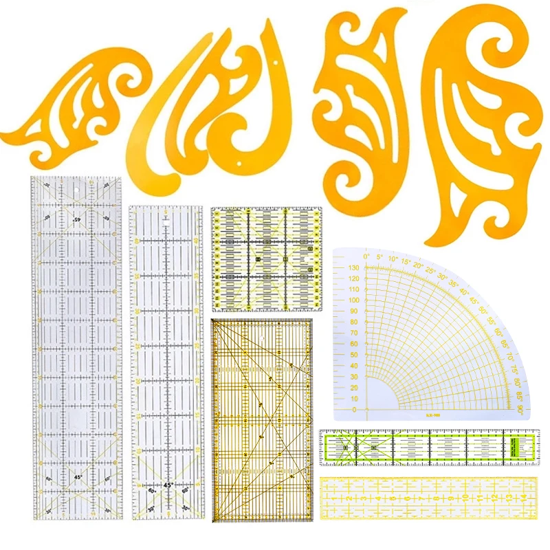 

LMDZ 12pcs Sewing Patchwork Quilting Ruler Plastic Garment Cutting CraftScale Patchwork Sewing Ruler