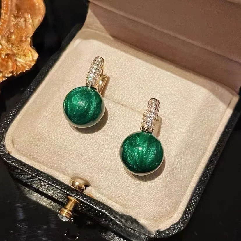 

2021 New Design Willow Pearl Green Pearl Earrings Party Girls' Luxury Accessories Korean Gold Jewelry Elegant Earrings For Woman