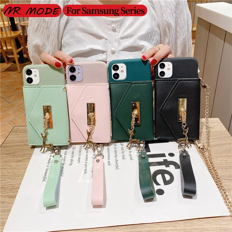 Модная Золотая цепочка ожерелье ремешок чехол с кармашком для карт Samsung Galaxy Note 10