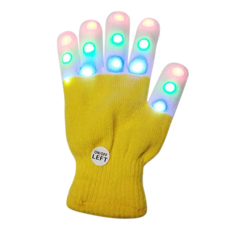 2 Christmas LED Flashing Gloves Winter Novelty Party Glow Party Supplies Glowing Gloves 7 Mode Light Up - Цвет: 2