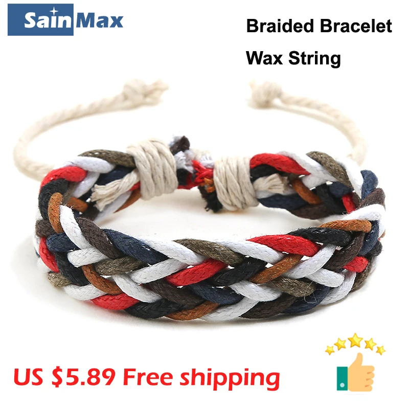 

Trendy Wax String Braided Bracelet Good for Any Outfit Multi-color Trice Bracelets for Young