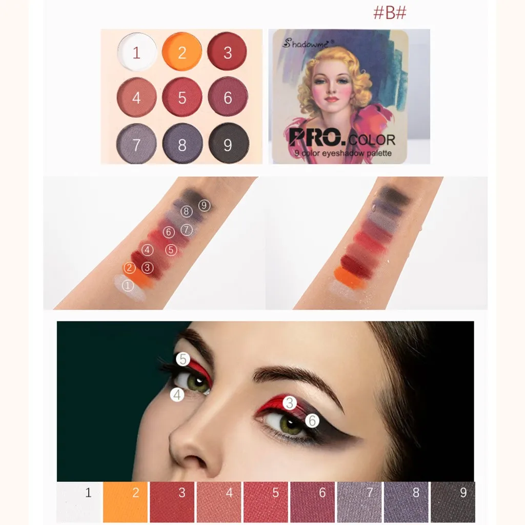 9 цветов Красота Макияж тени для век восстановление древних способов макияж