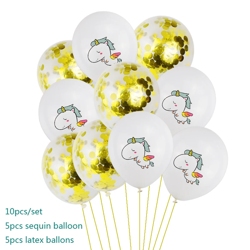 10pcs ballon-8- Комплект украшений для вечеринки в виде единорога, тарелки, салфетки для стаканчиков, покрытие для стола, для дня рождения, свадьбы - Цвет: 10pcs ballon-8-