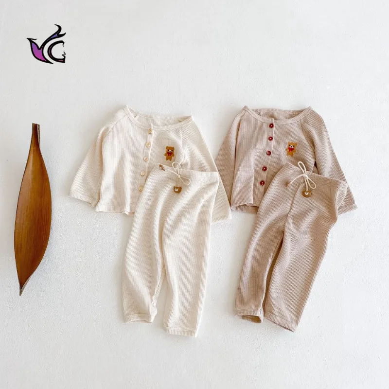 

Yg Autumn Infant Children 0-3 Years Old Male And Female Baby Bear Embroidered Cardigan Jacket + Trousers Two-piece Suit